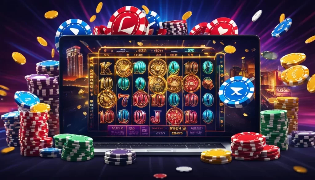 Hình ảnh các quân bài và chip poker trên bàn chơi tại lg777 win